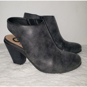 G by Guess Sz 8.5 Gabryel Gray Almond Toe Slingback Heel Bootie Side Zip Boots